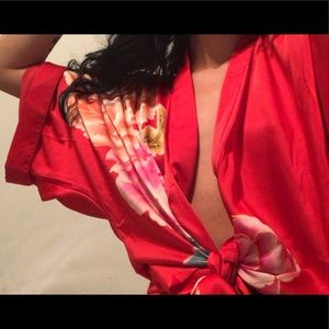 Red satin kimono